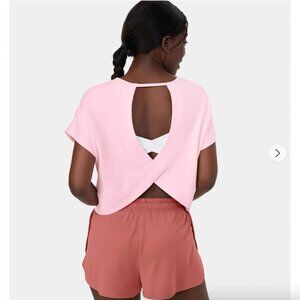 HALARA - Open back Crossover Hem Cut Out Cropped Casual Sports Top - NEW